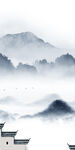 高档 简约山水玄关 文件分层画
