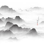 方形山水画