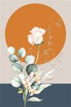 几何图形莫兰迪色花朵叶子装饰画