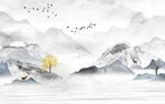 新中式山水背景墙
