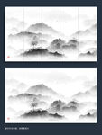 新中式抽象水墨山水画
