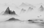 中国风灰色简约山水 文件分层 