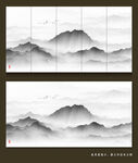 新中式水墨抽象山水背景