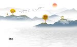 新中式山水背景墙