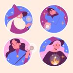 魔幻女巫卡通插画