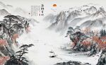新中式山水背景墙