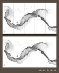 新中式抽象水墨山水画