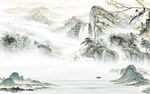 中式风景客厅山水 tif分层