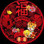 2022剪纸虎窗花