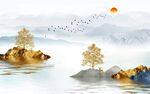 新中式山水背景墙
