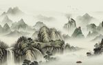 中国风现代客厅山水 TIF分层