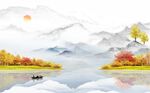 新中式山水背景墙