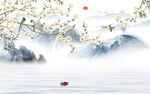 花鸟山水背景墙