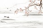 中式玉兰山水背景墙