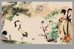 松鹤仕女图