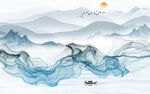 中国风简约山水墙画 TIF分层