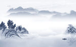 简约 新山水背景画 tif分层