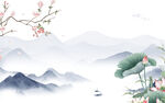 荷花 新山水背景画 tif分层