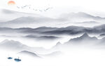 意境山水客厅墙画 TIF分层