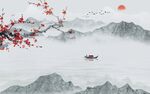 最新山水意境墙画 TIF分层
