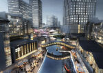 新中式商业街规划夜景效果图