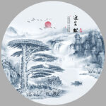 迎客松山水画