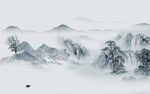 最新意境山水墙画 tif分层