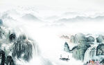 高档 山水背景墙画 TIF分层