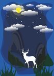 夜空繁星下的鹿