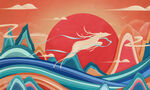 中国风插画鹿