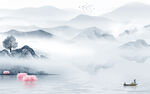 中国风山水简约背景 TIF分层