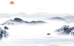 大气 山水简约背景 TIF分层