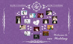紫色花纹背景婚礼心形照片墙