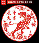 虎年剪纸地贴窗贴