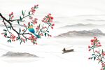 工笔花鸟山水背景墙