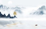 意境简约山水墙画 TIF分层