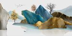 北欧轻奢山水石来运转客厅装饰画
