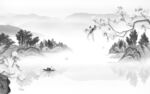 客厅灰色山水框画 文件分层 