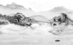 高清 灰色山水框画 文件分层 