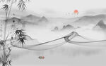 大气灰色山水框画 文件分层 