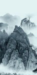 蓝色高清画山水图 TIF分层