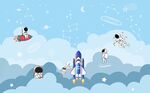 卡通星球宇航员背景墙图片