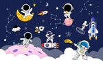 星空宇航员儿童房背景墙图片