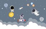 北欧太空星空儿童房背景墙