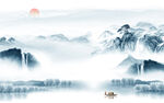 新中式山水电视背景 tif分层