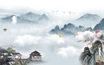 国画电视背景山水 TIF分层