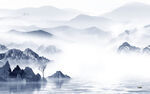 新中式山水客厅画 tif分层图