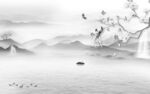 中国风电视灰色山水 TIF分层