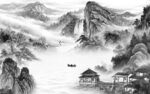 爆款背景墙灰山水 TIF分层