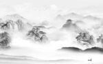 人气山水灰色背景 tif分层